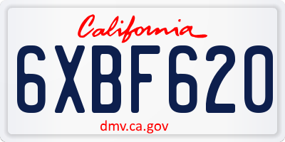 CA license plate 6XBF620