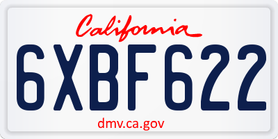 CA license plate 6XBF622