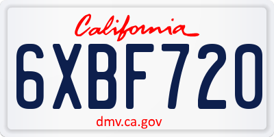 CA license plate 6XBF720