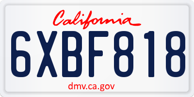 CA license plate 6XBF818