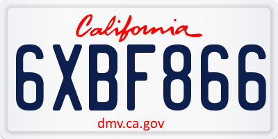 CA license plate 6XBF866
