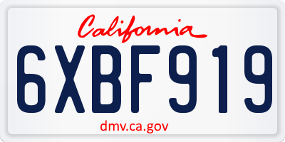 CA license plate 6XBF919