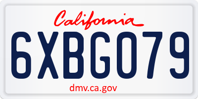 CA license plate 6XBG079