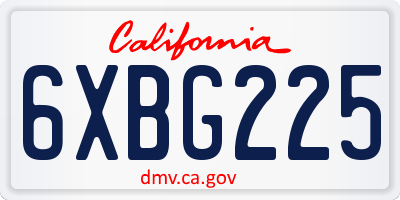 CA license plate 6XBG225