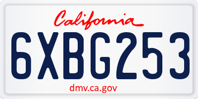 CA license plate 6XBG253