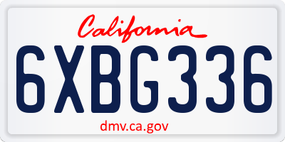 CA license plate 6XBG336