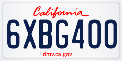 CA license plate 6XBG400