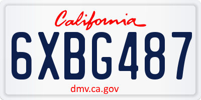 CA license plate 6XBG487