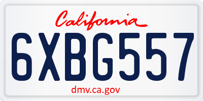 CA license plate 6XBG557