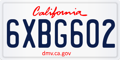 CA license plate 6XBG602