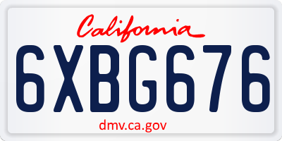 CA license plate 6XBG676
