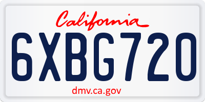 CA license plate 6XBG720
