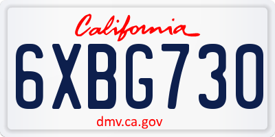CA license plate 6XBG730