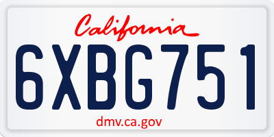 CA license plate 6XBG751