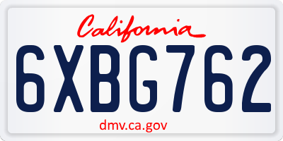 CA license plate 6XBG762