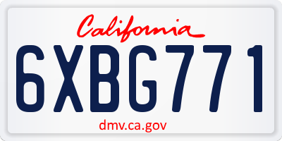 CA license plate 6XBG771