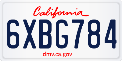 CA license plate 6XBG784