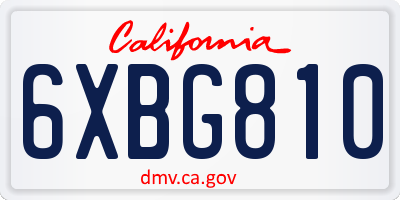 CA license plate 6XBG810