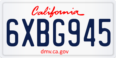 CA license plate 6XBG945