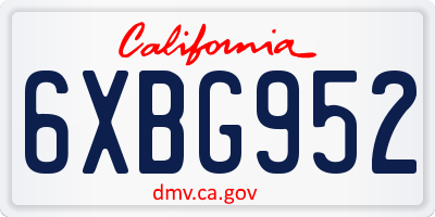 CA license plate 6XBG952