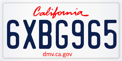 CA license plate 6XBG965