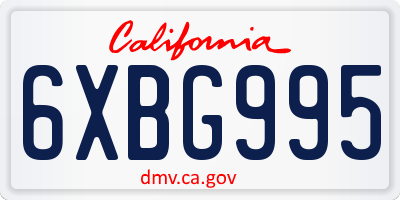 CA license plate 6XBG995