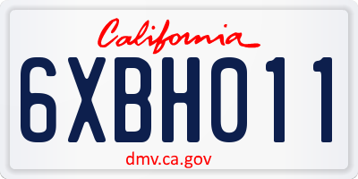 CA license plate 6XBH011