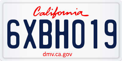 CA license plate 6XBH019