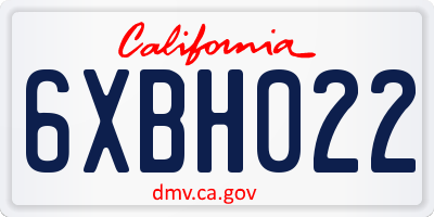 CA license plate 6XBH022