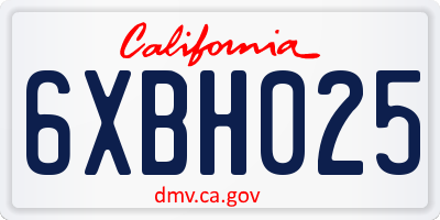 CA license plate 6XBH025