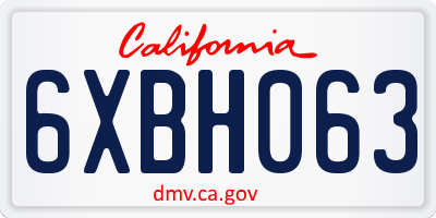 CA license plate 6XBH063