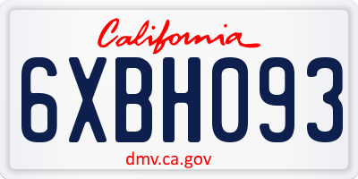 CA license plate 6XBH093