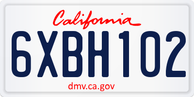 CA license plate 6XBH102