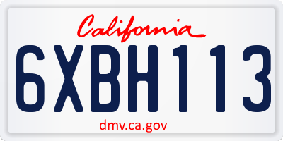 CA license plate 6XBH113