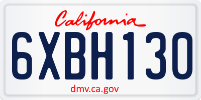 CA license plate 6XBH130