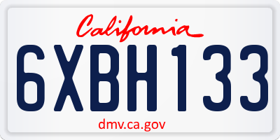 CA license plate 6XBH133