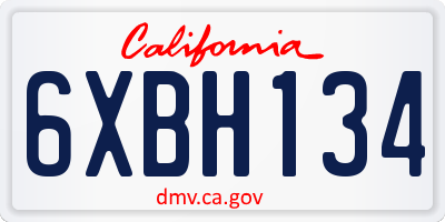 CA license plate 6XBH134