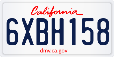 CA license plate 6XBH158