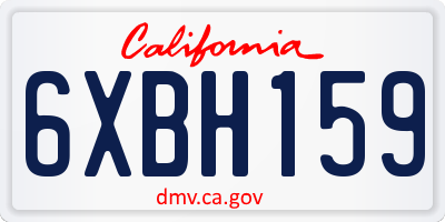 CA license plate 6XBH159