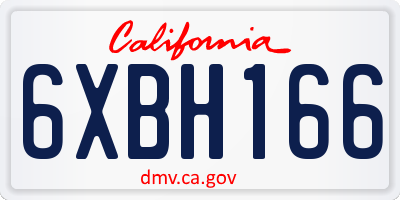 CA license plate 6XBH166
