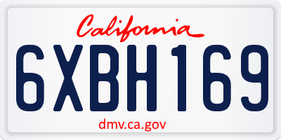 CA license plate 6XBH169