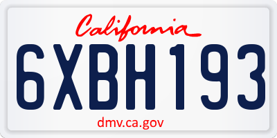 CA license plate 6XBH193