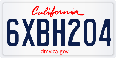 CA license plate 6XBH204