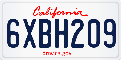CA license plate 6XBH209