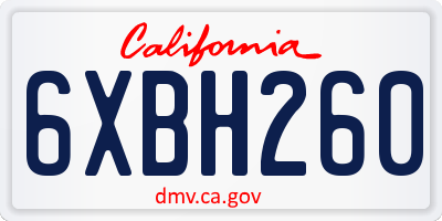 CA license plate 6XBH260