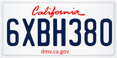 CA license plate 6XBH380