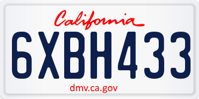 CA license plate 6XBH433