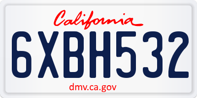 CA license plate 6XBH532