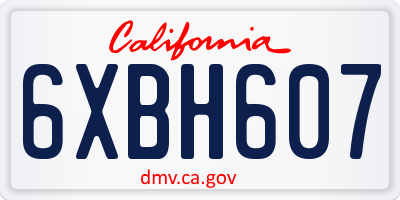 CA license plate 6XBH607