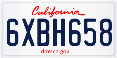 CA license plate 6XBH658